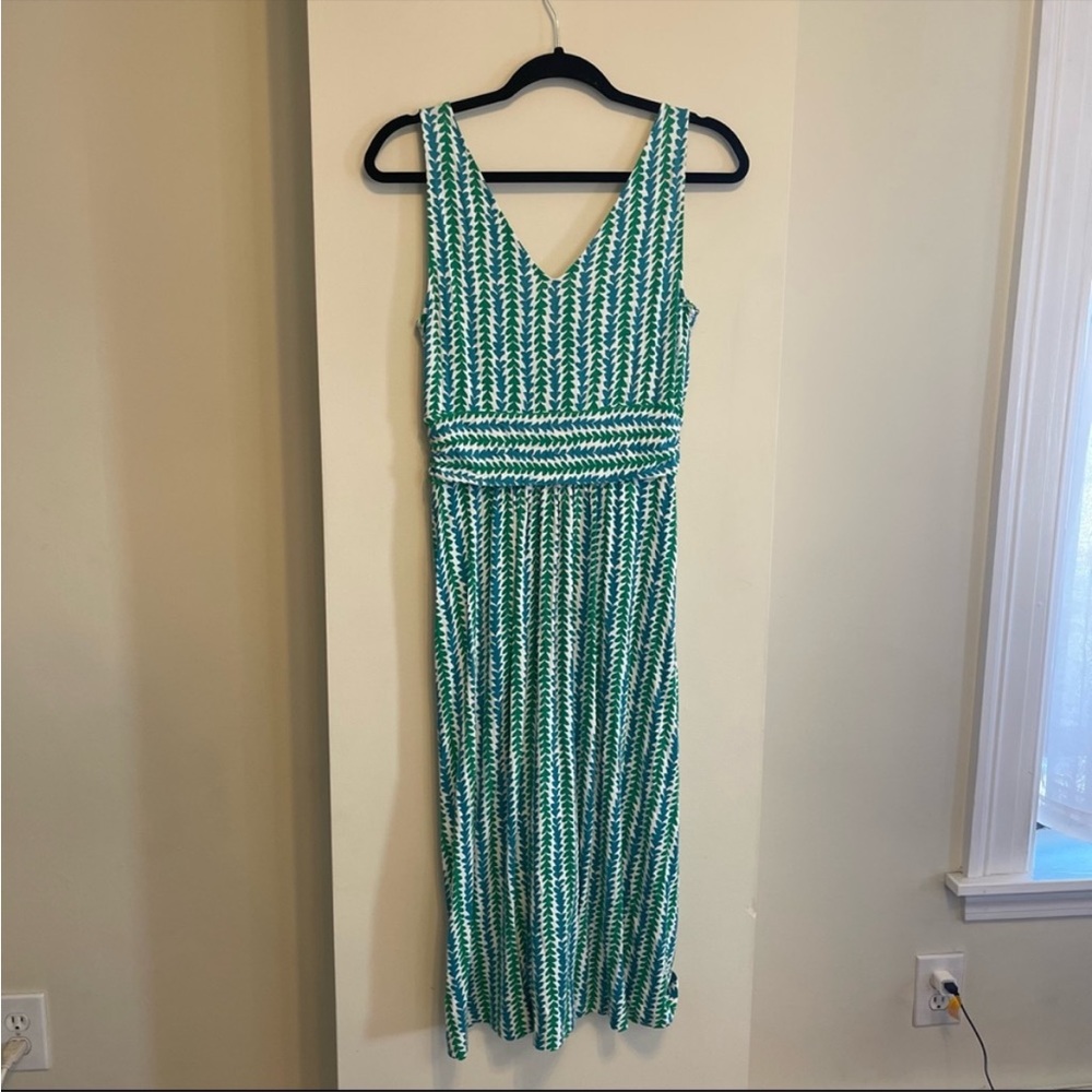 Boden Sleeveless V-Neck Effie Jersey Dress Size 14R blue green - Picture 6 of 8